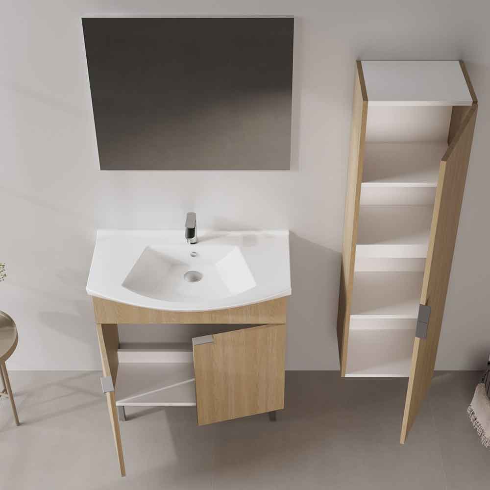 Purus 800mm Wooden Bathroom Furniture Set with 2 Doors in Oak