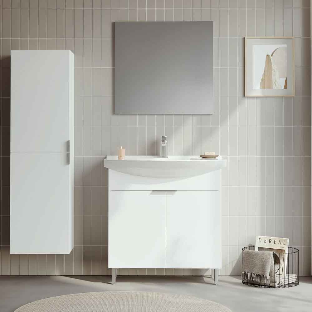 Purus 800mm Wooden Bathroom Furniture Set with 2 Doors in White