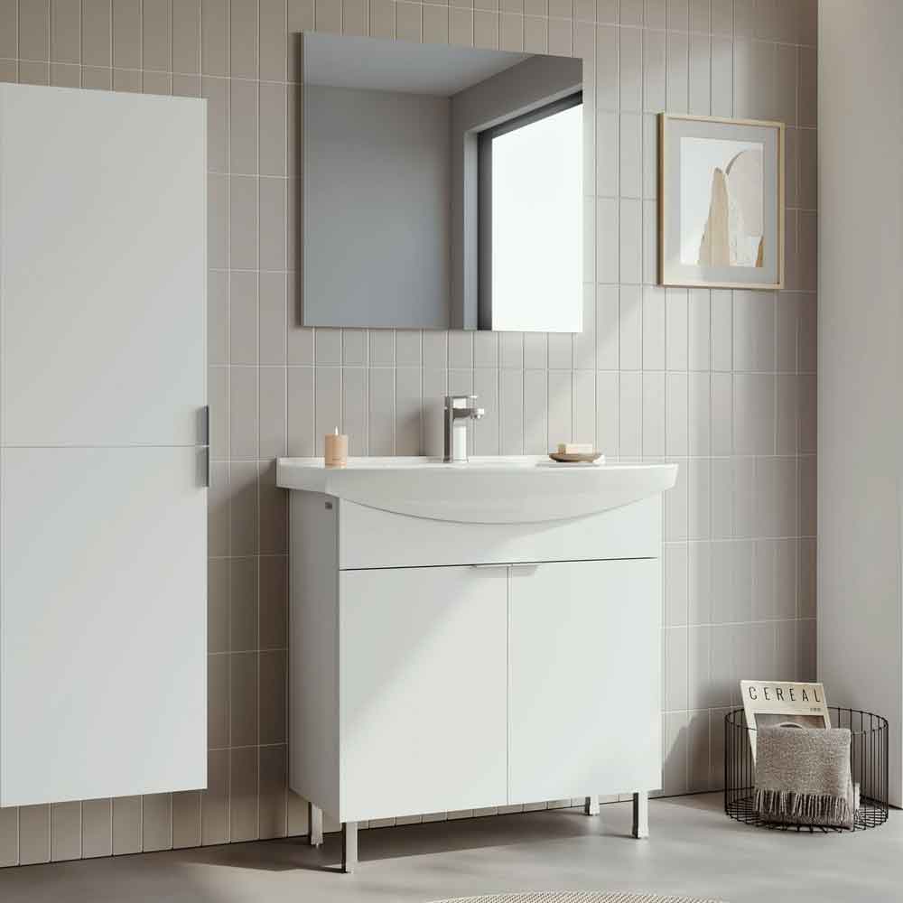 Purus 800mm Wooden Bathroom Furniture Set with 2 Doors in White