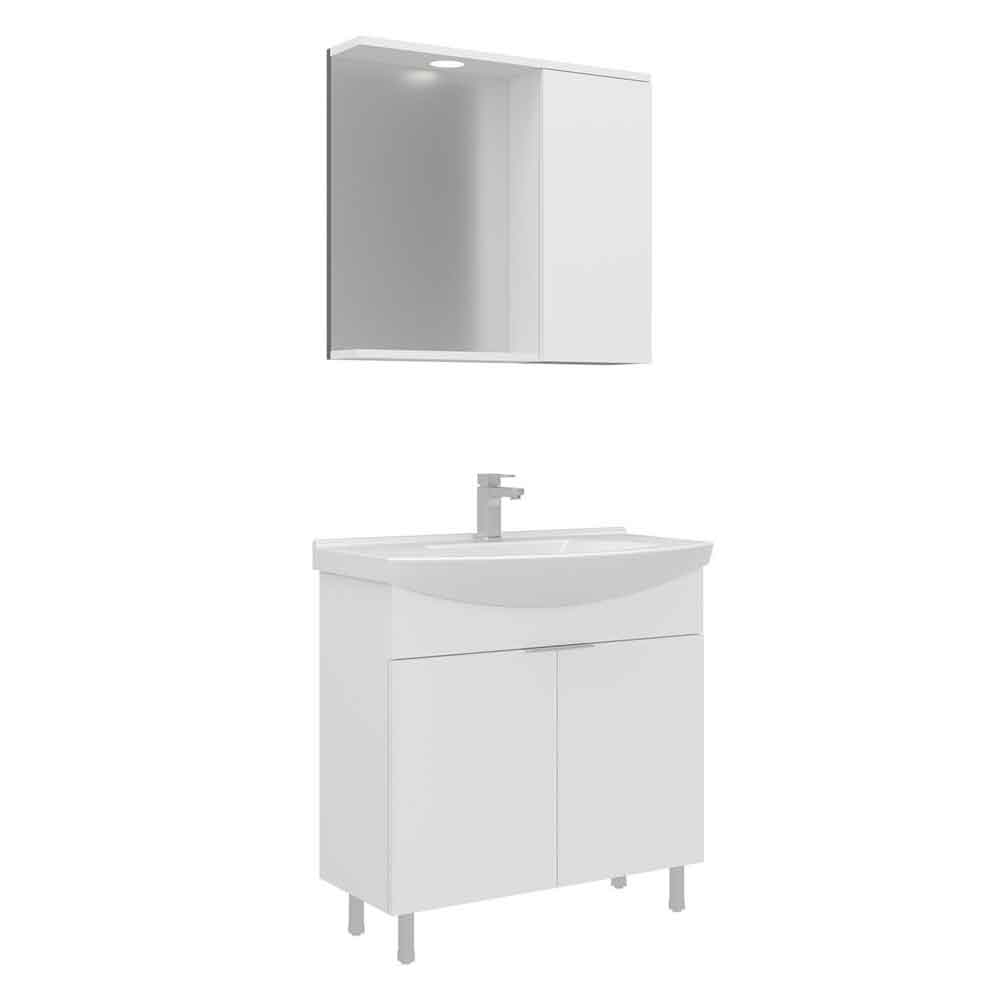 Purus 800mm Wooden Bathroom Furniture Set with 3 Doors in White