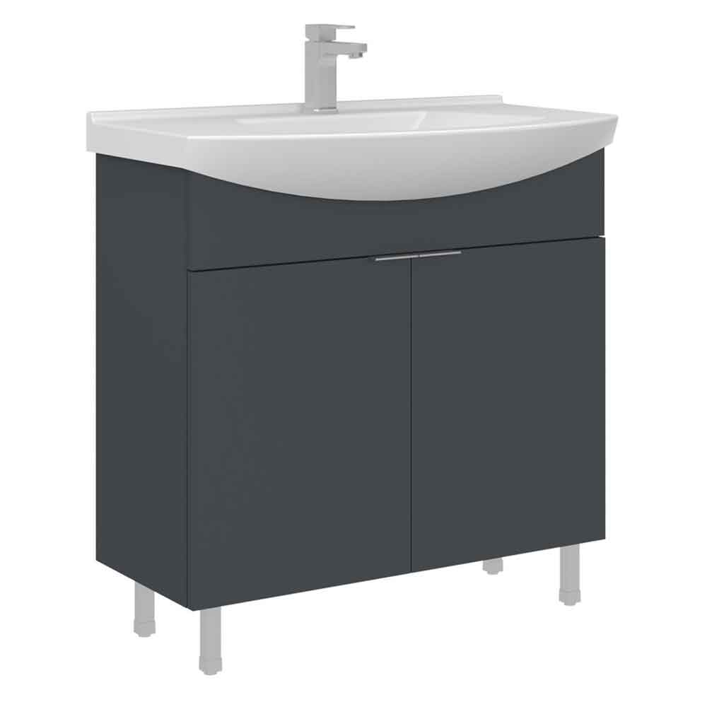 Purus 800mm Wooden Vanity Unit & Basin in Matte Anthracite