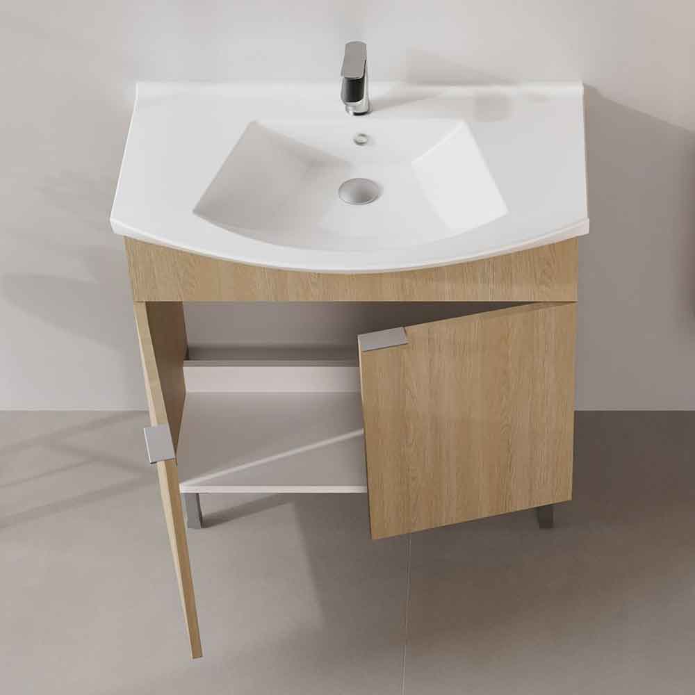Purus 800mm Wooden Vanity Unit & Basin in Sonoma Oak