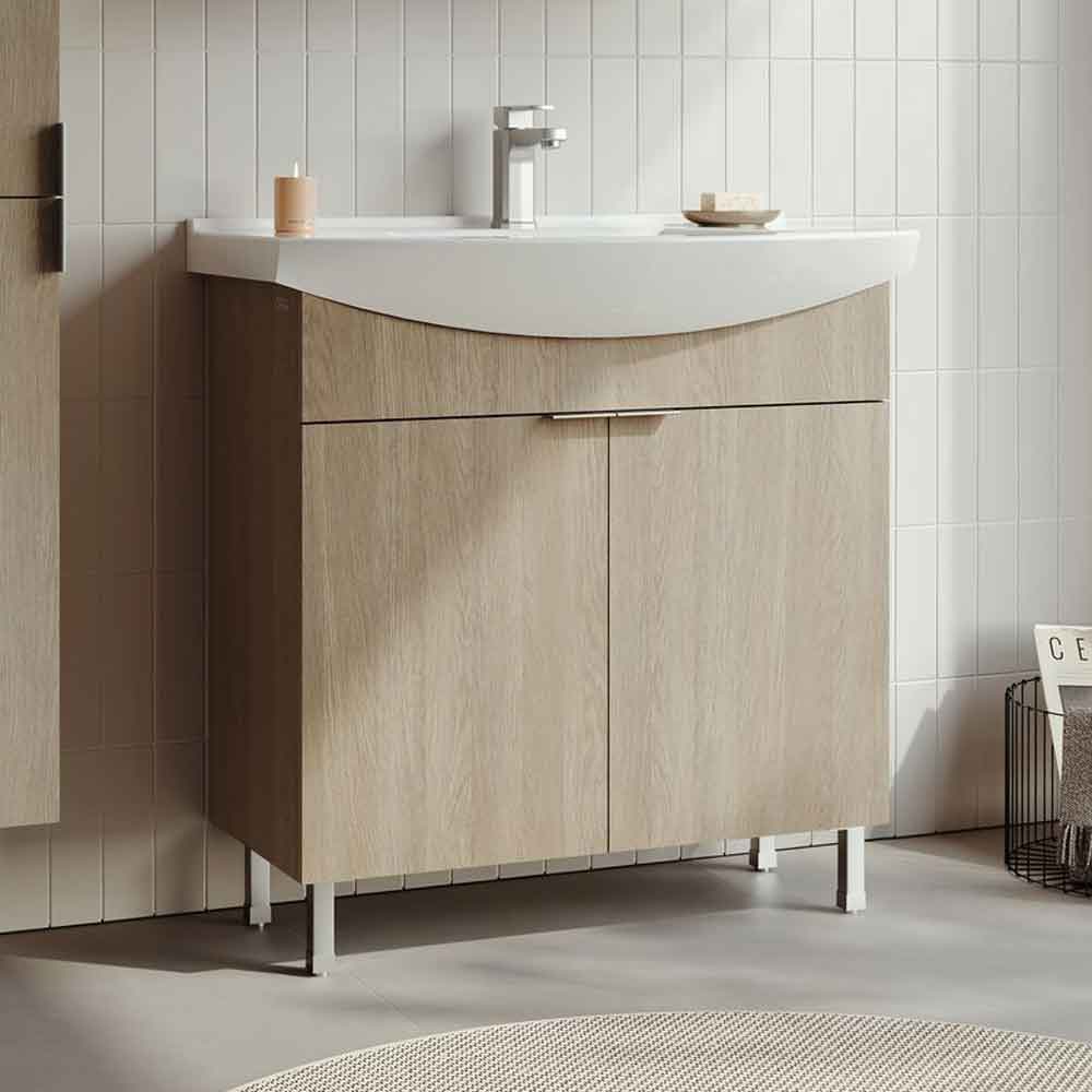 Purus 800mm Wooden Vanity Unit & Basin in Sonoma Oak