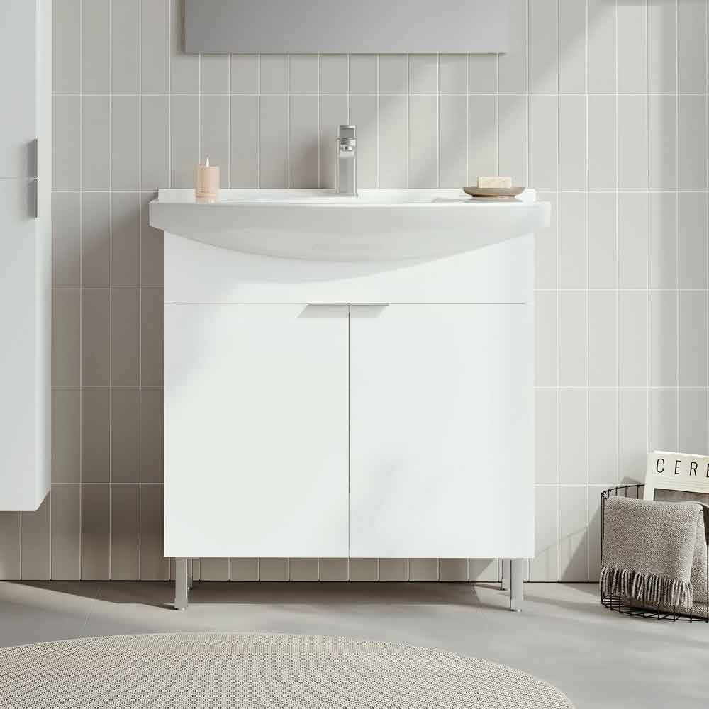 Purus 800mm Wooden Vanity Unit & Basin in White