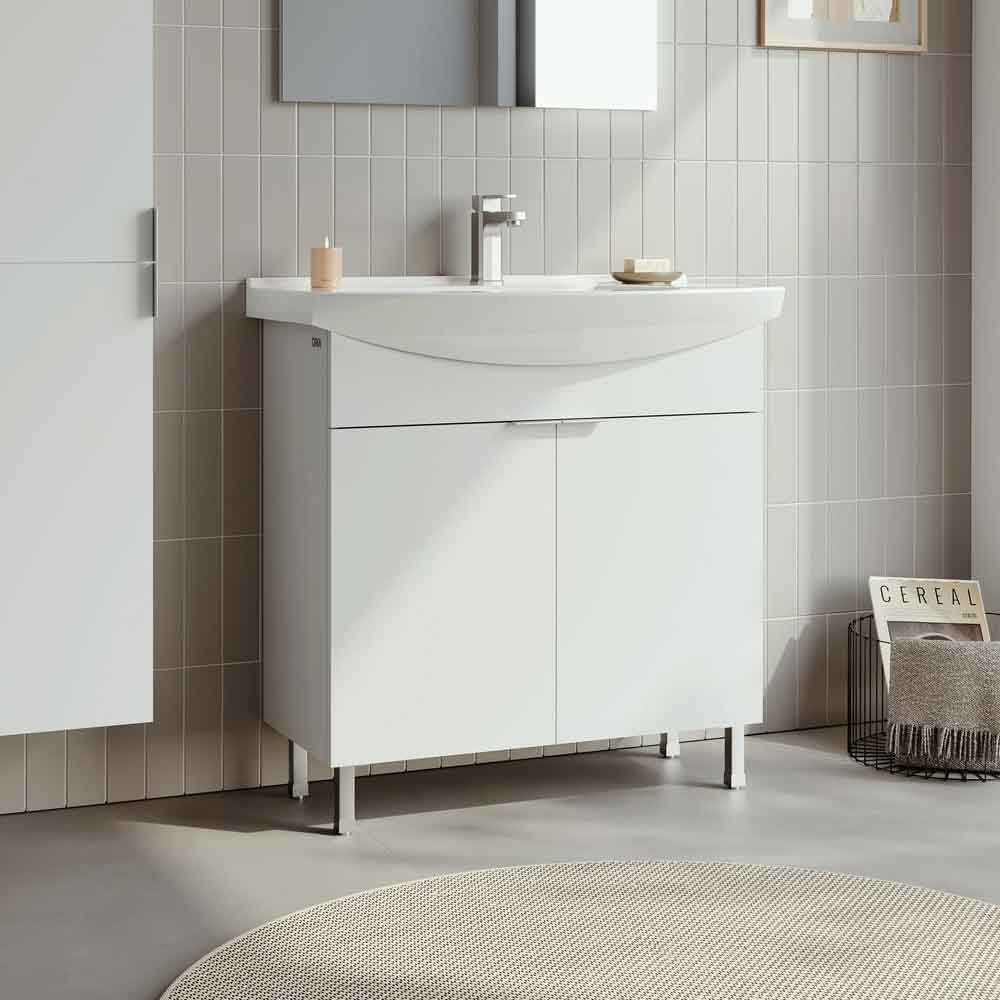 Purus 800mm Wooden Vanity Unit & Basin in White