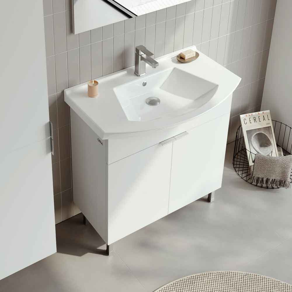 Purus 800mm Wooden Vanity Unit & Basin in White