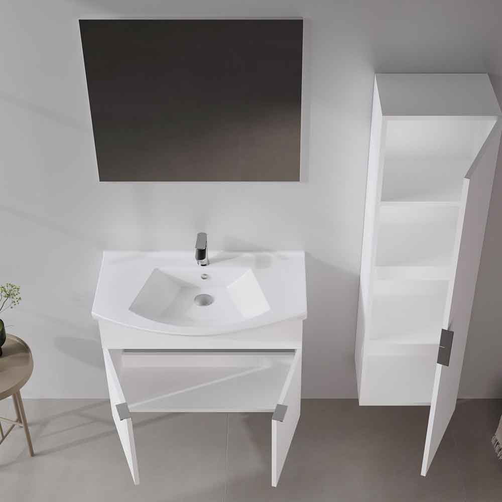 Purus 800mm Wooden Wall Mounted Bathroom Furniture Set with 2 Doors in White