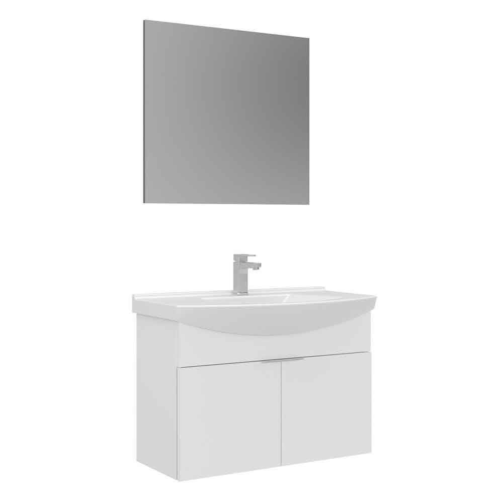 Purus 800mm Wooden Wall Mounted Bathroom Furniture Set with 2 Doors in White