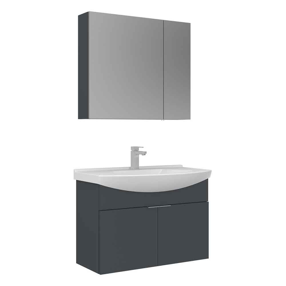 Purus 800mm Wooden Wall Mounted Bathroom Furniture Set with 4 Doors in Matte Anthracite