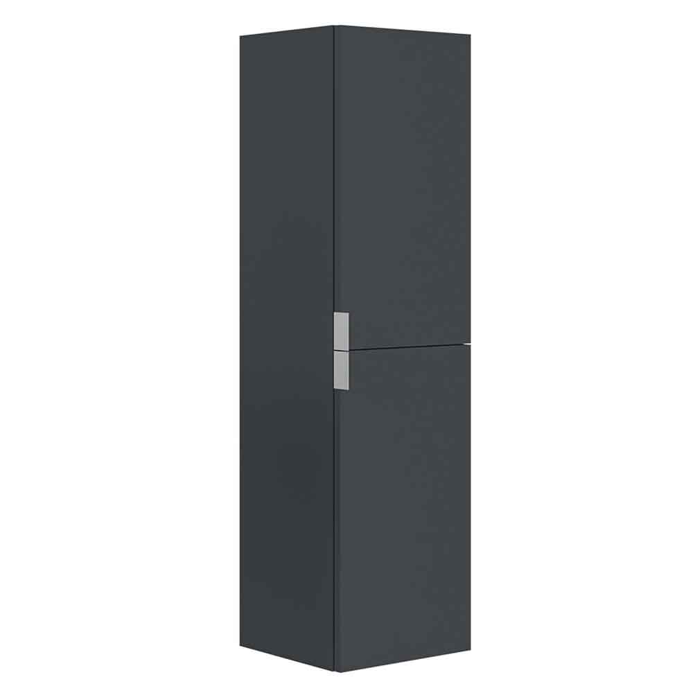 Purus Tall Wooden Wall Mounted Bathroom Storage Cabinet in Matte Anthracite