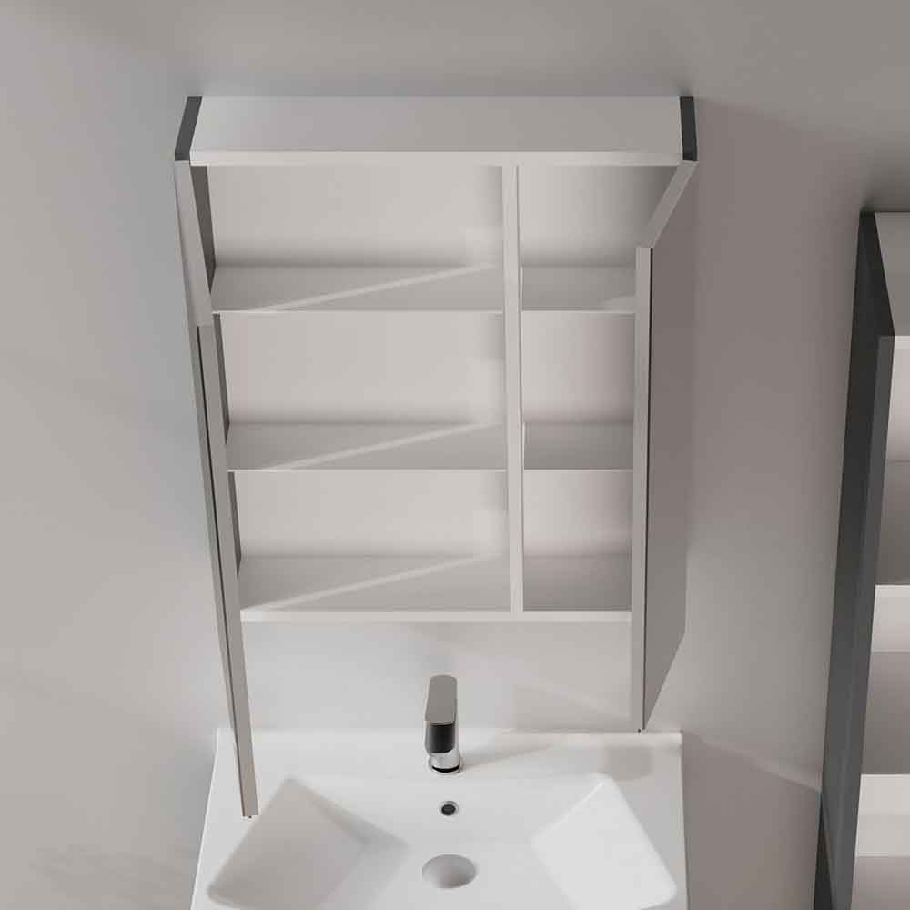 Purus Wooden Wall Mounted Bathroom Mirror Cabinet in Matt Anthracite