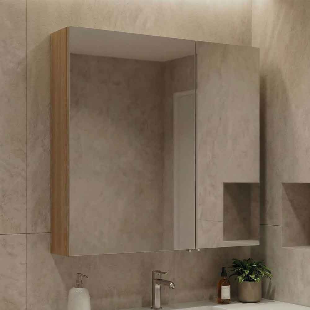 Purus Wooden Wall Mounted Bathroom Mirror Cabinet in Sonoma Oak