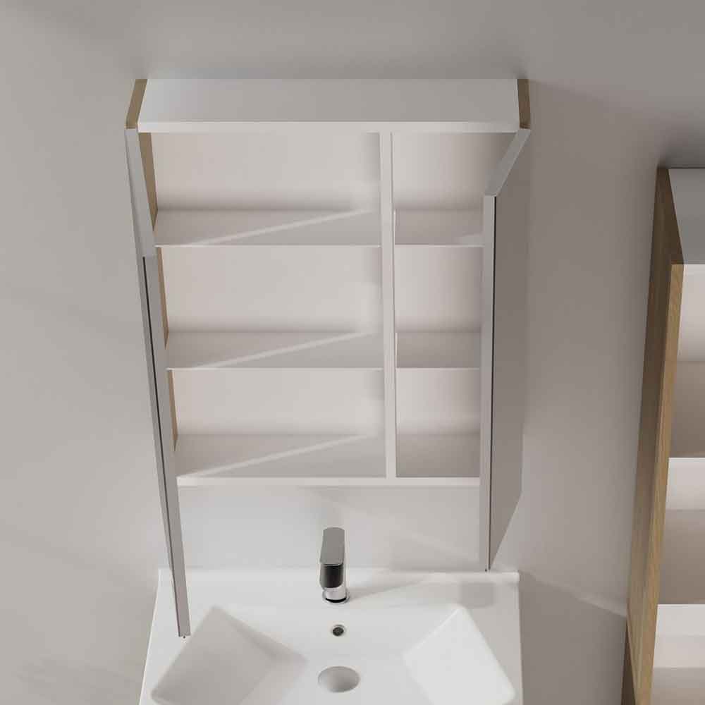 Purus Wooden Wall Mounted Bathroom Mirror Cabinet in Sonoma Oak