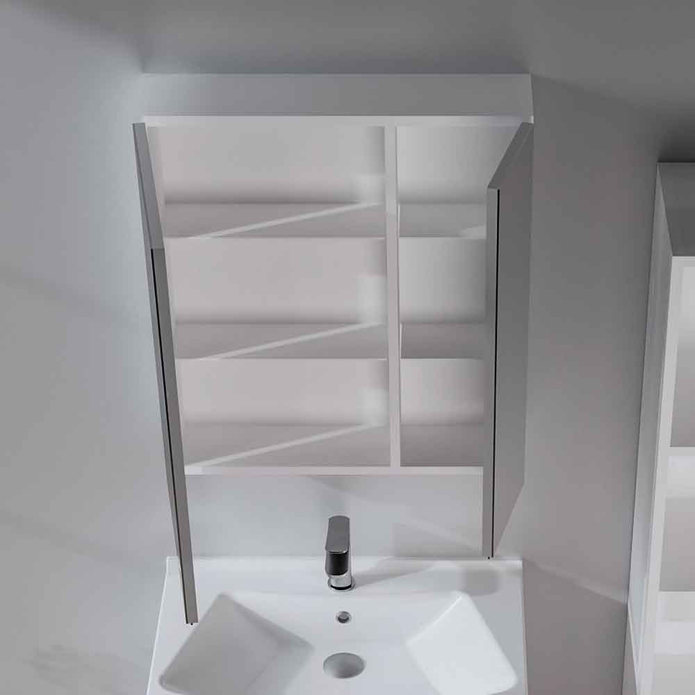 Purus Wooden Wall Mounted Bathroom Mirror Cabinet in White