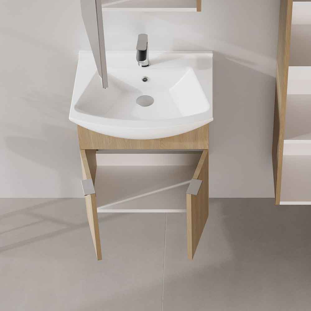 Purus Wooden Wall Mounted Vanity Unit & Basin in Sonoma Oak