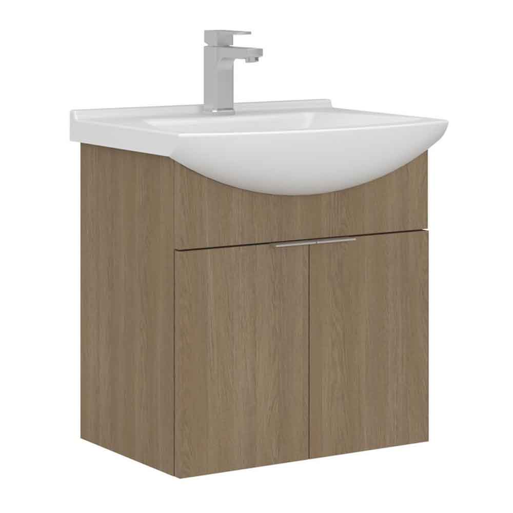 Purus Wooden Wall Mounted Vanity Unit & Basin in Sonoma Oak