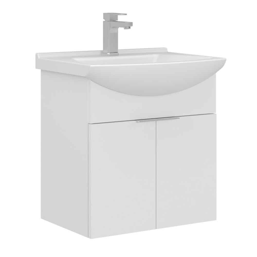Purus Wooden Wall Mounted Vanity Unit & Basin in White