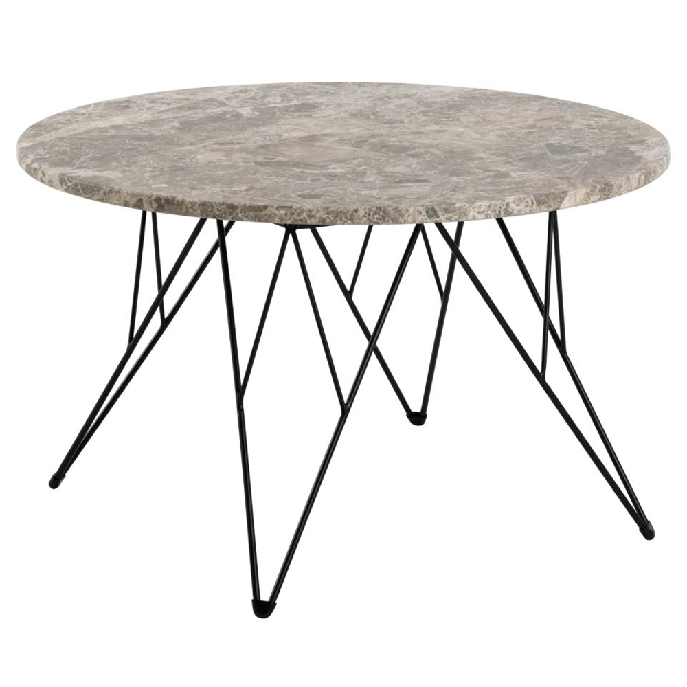 Putnam Marble Coffee Table With Black Legs In Grey Brown