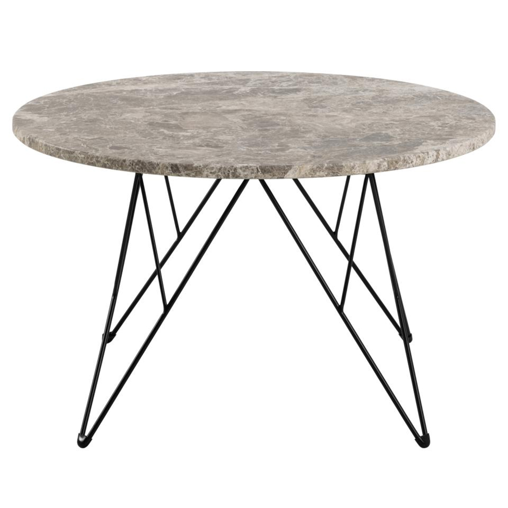Putnam Marble Coffee Table With Black Legs In Grey Brown