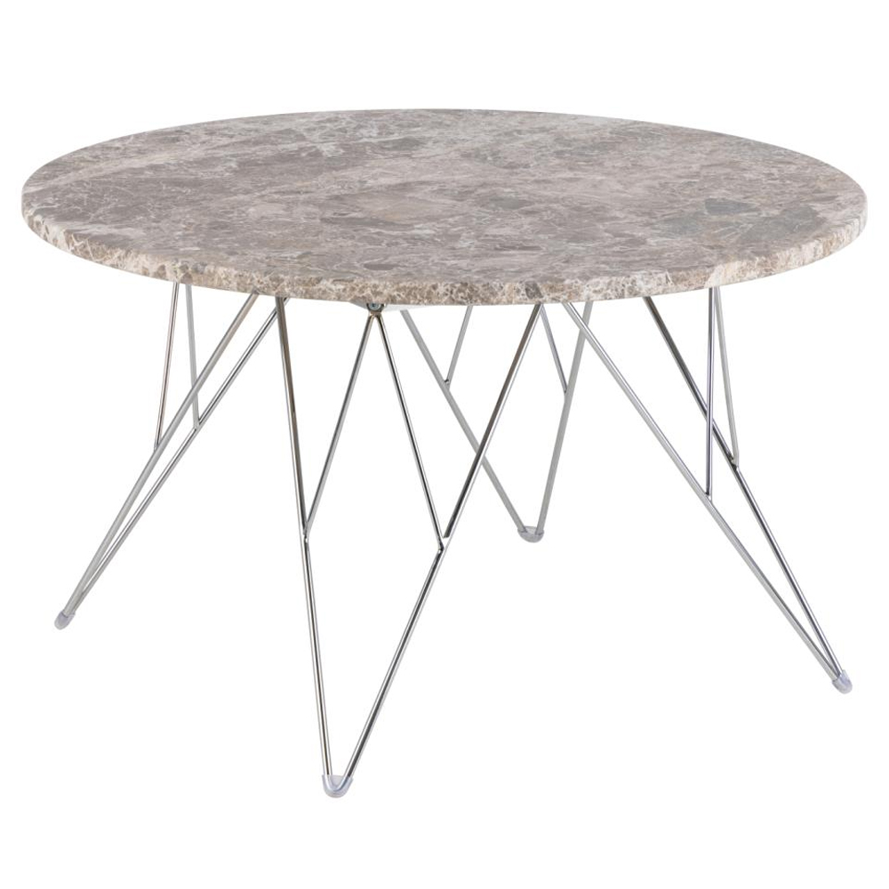 Putnam Marble Coffee Table With Chrome Legs In Grey Brown
