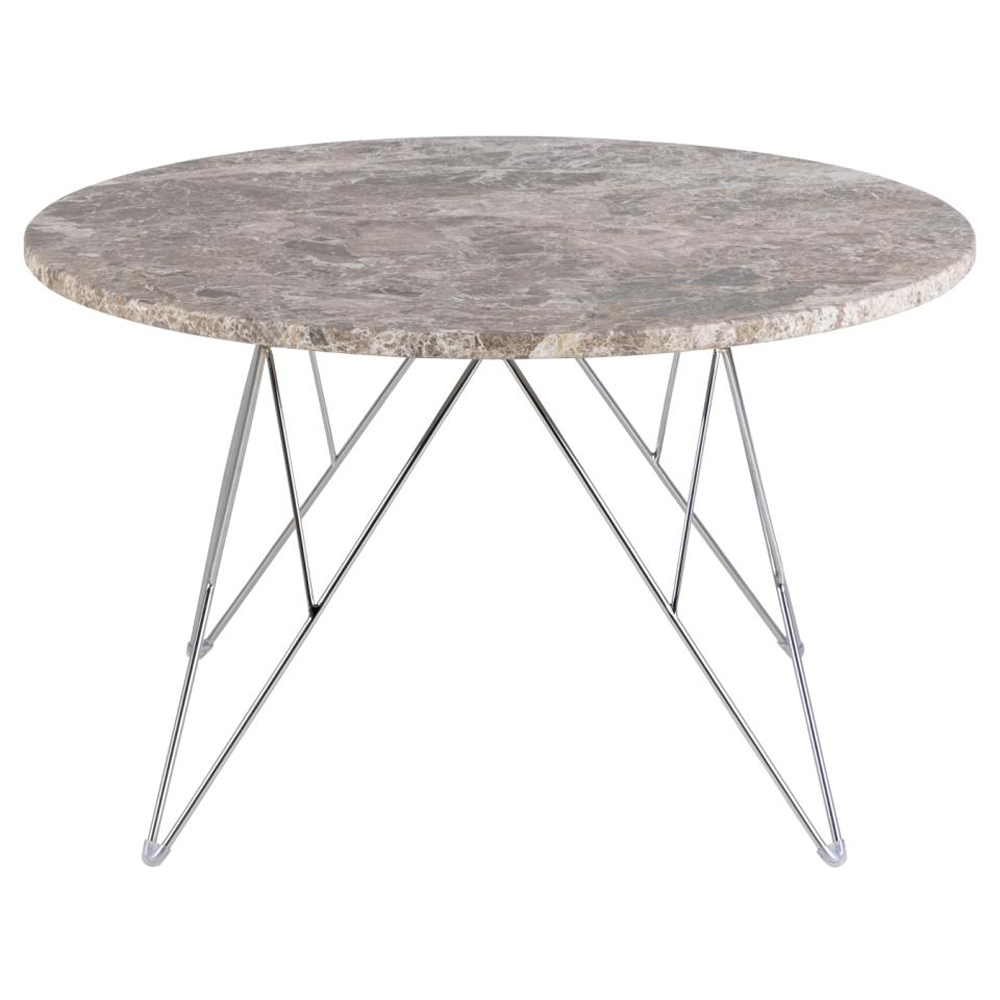 Putnam Marble Coffee Table With Chrome Legs In Grey Brown