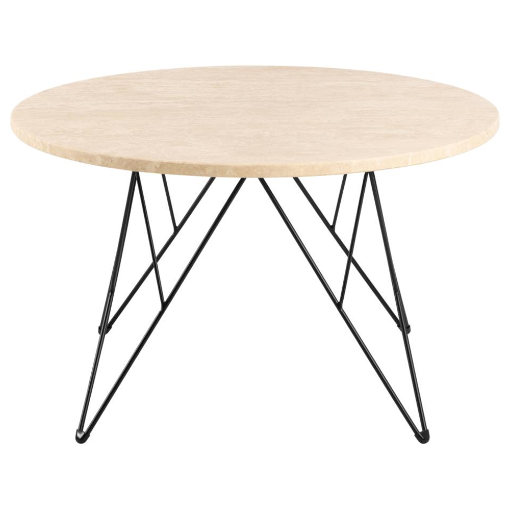 Putnam Wooden Coffee Table With Black Legs In Beige Travertine