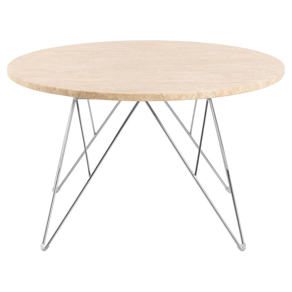 Putnam Wooden Coffee Table With Chrome Legs In Beige Travertine