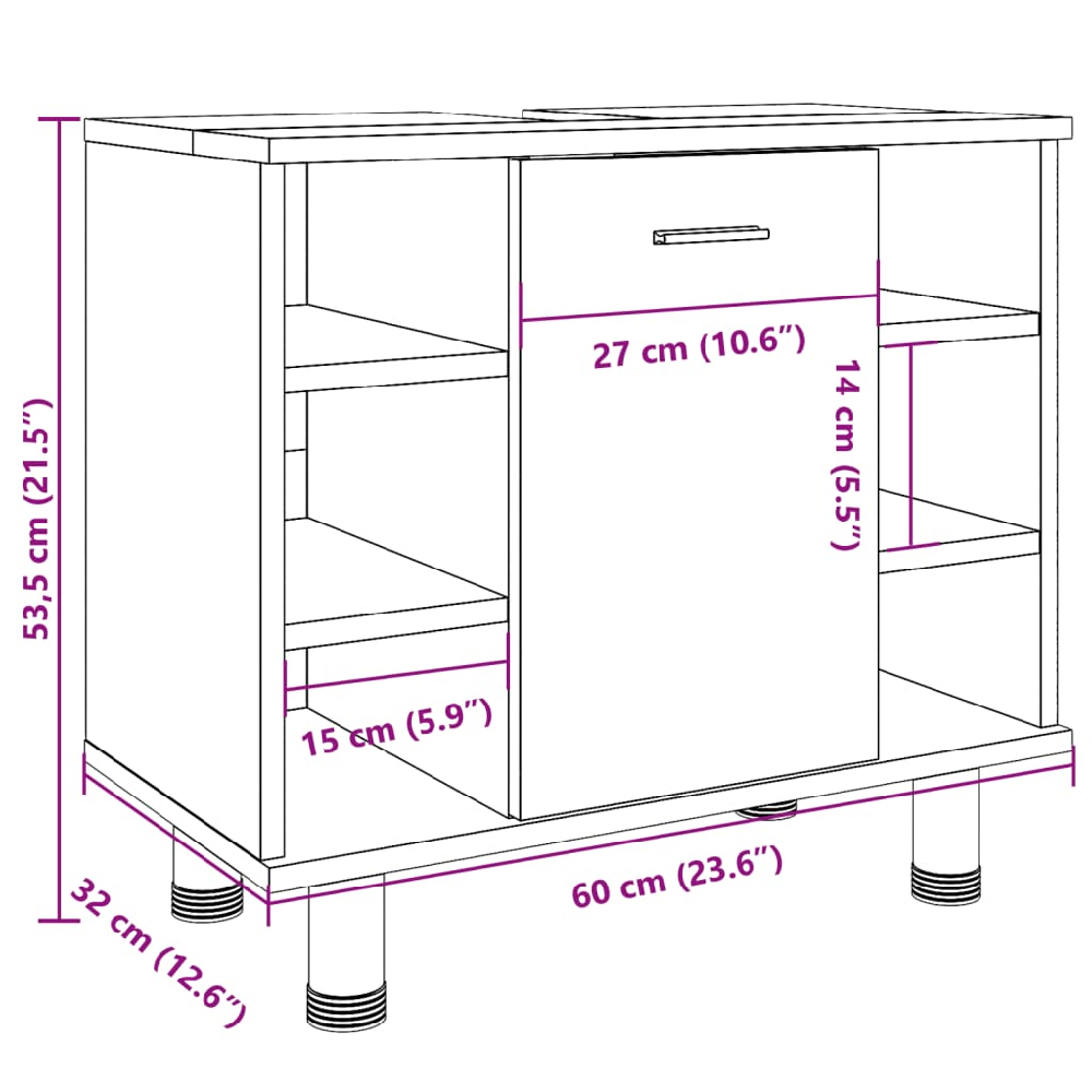 Putnam Wooden Vanity Unit With 1 Door In Oak