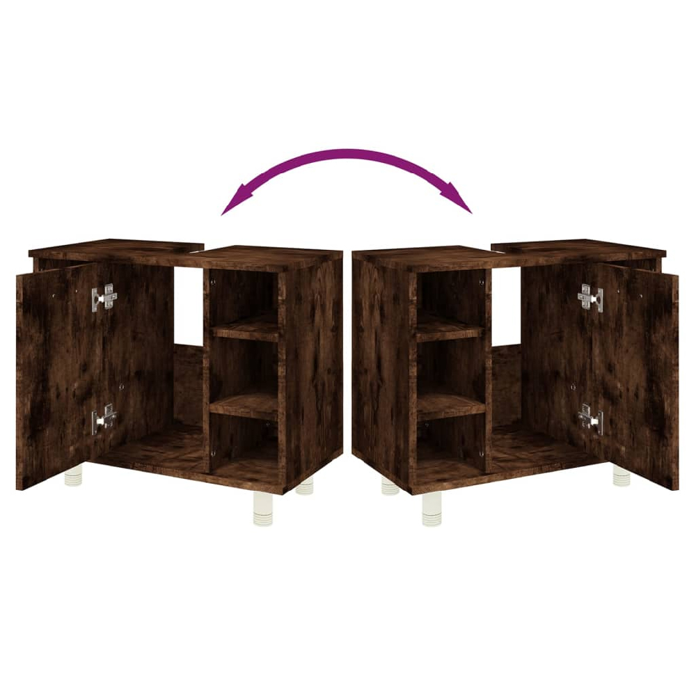 Putnam Wooden Vanity Unit With 1 Door In Smoked Oak
