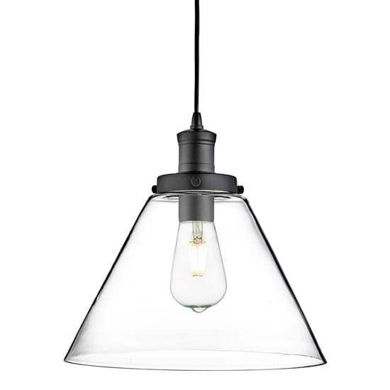 Product photograph of Pyramid 1 Light Glass Shade Pendant Light In Black from Furniture in Fashion