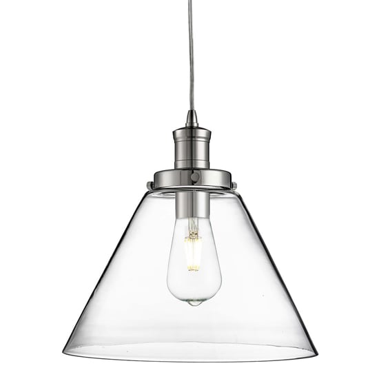 Pyramid 1 Light Glass Shade Pendant Light In Chrome