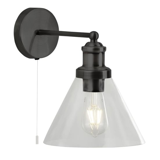 Product photograph of Pyramid 1 Light Glass Shade Wall Light In Black from Furniture in Fashion