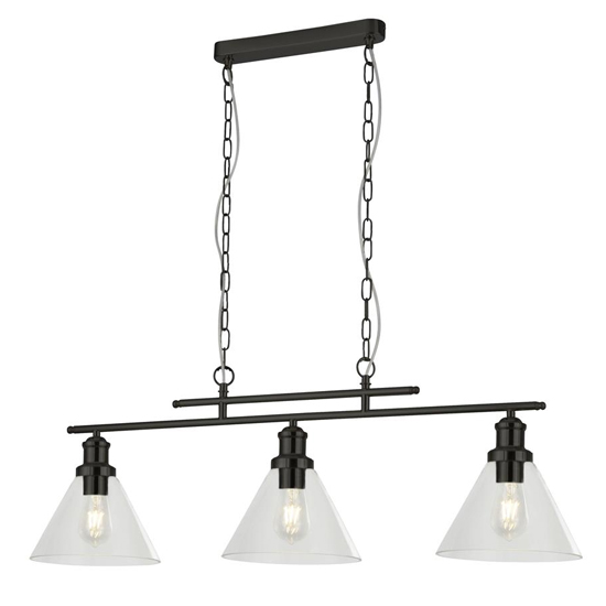 Read more about Pyramid 3 lights glass shade pendant light in black