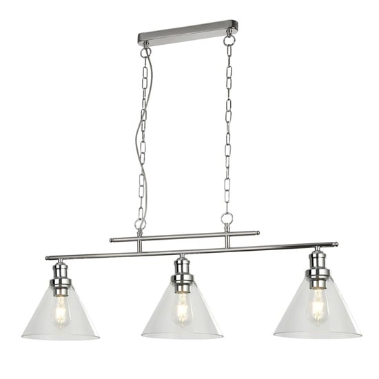 Product photograph of Pyramid 3 Lights Glass Shade Pendant Light In Chrome from Furniture in Fashion