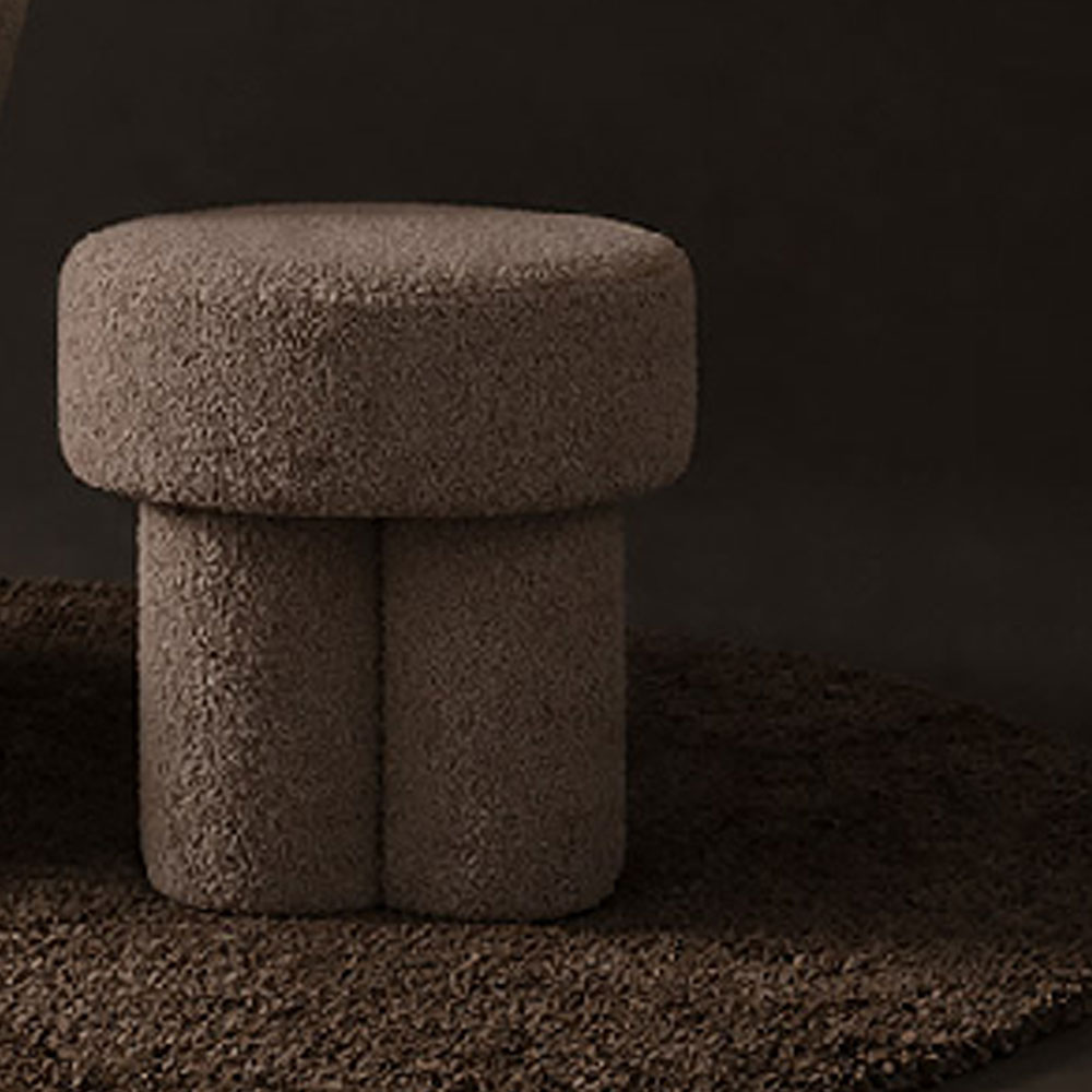 Qavon Fabric Stool in Brown and Taupe