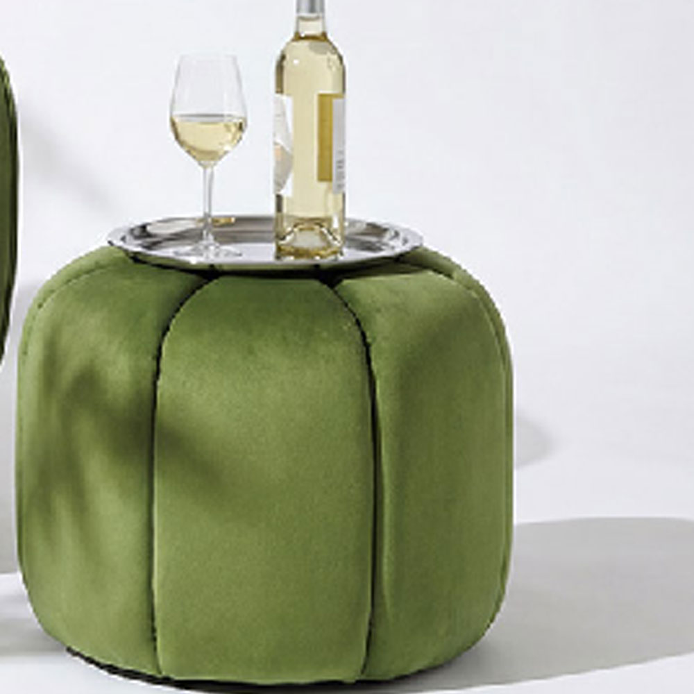 Qavon Velvety Stool in Green