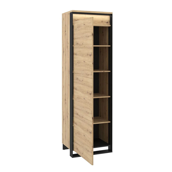 Qesso Storage Cabinet Tall 1 Door In Artisan Oak With LED