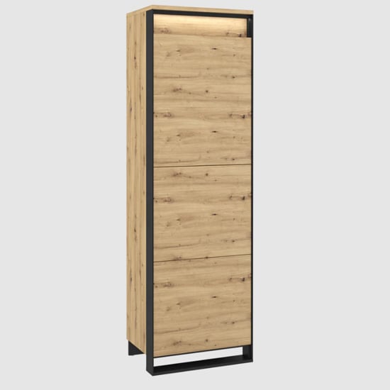 Product photograph of Qesso Storage Cabinet Tall 1 Door In Artisan Oak With Led from Furniture in Fashion