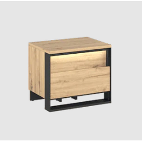 Qesso Wooden Bedside Table In Artisan Oak With LED