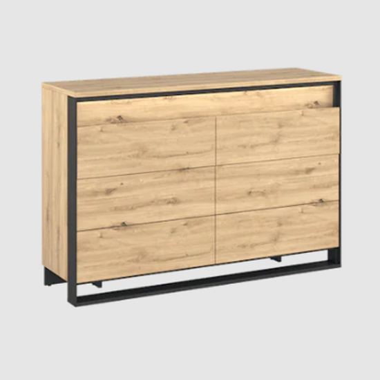 Qesso Wooden Chest Of 6 Drawers In Artisan Oak With LED