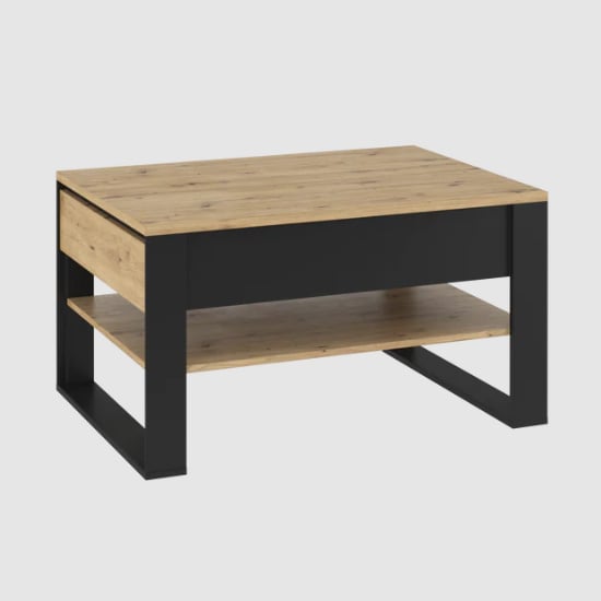 Product photograph of Qesso Wooden Coffee Table In Artisan Oak With Undershelf from Furniture in Fashion