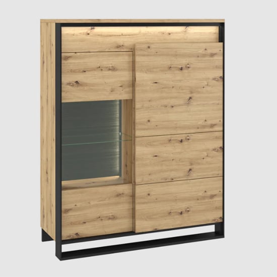 Read more about Qesso wooden display cabinet 2 doors in artisan oak with led