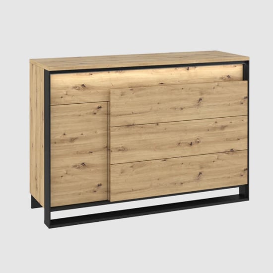 Product photograph of Qesso Wooden Sideboard 1 Door 3 Drawers In Artisan Oak With Led from Furniture in Fashion