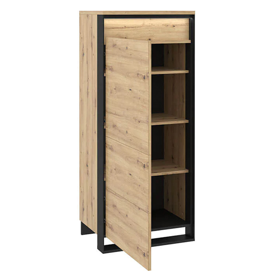 Qesso Wooden Storage Cabinet 1 Door In Artisan Oak With LED