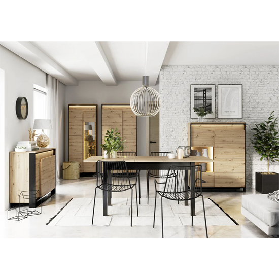 Qesso Wooden Storage Cabinet 1 Door In Artisan Oak With LED