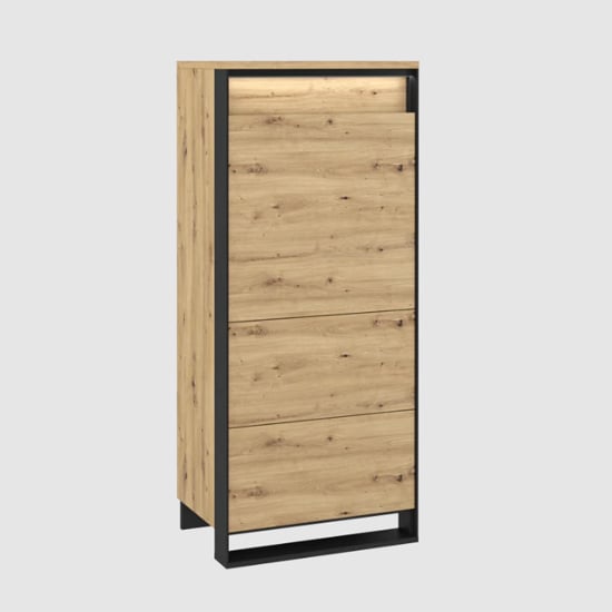 Product photograph of Qesso Wooden Storage Cabinet 1 Door In Artisan Oak With Led from Furniture in Fashion