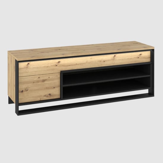 Product photograph of Qesso Wooden Tv Stand 1 Door 1 Drawer In Artisan Oak With Led from Furniture in Fashion