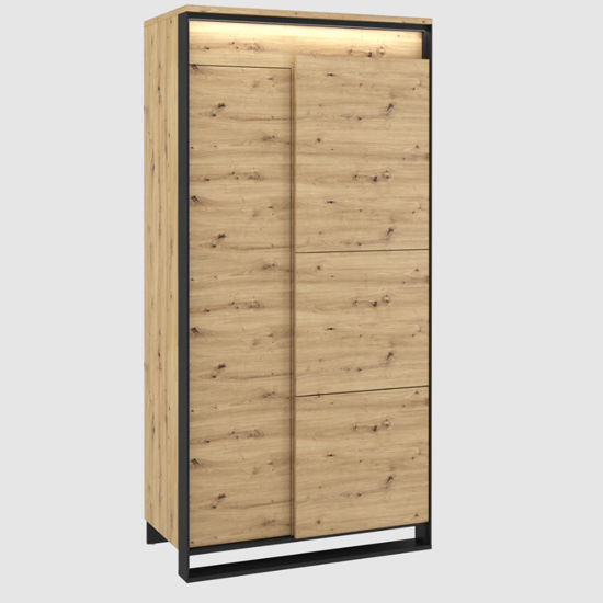 Product photograph of Qesso Wooden Wardrobe With 2 Doors In Artisan Oak And Led from Furniture in Fashion