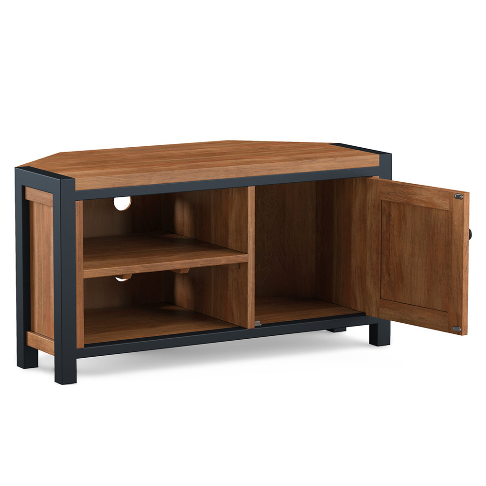 Qimera Acacia Wood Corner TV Stand with 1 Door