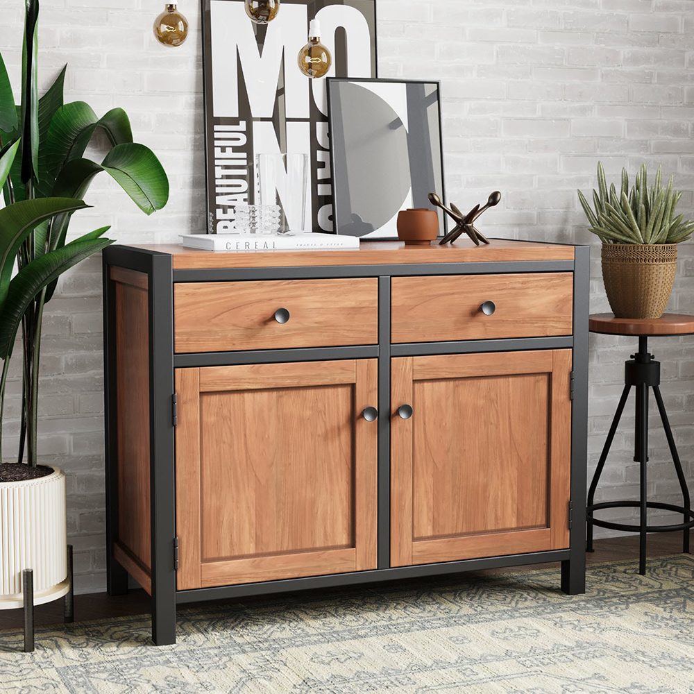 Qimera Acacia Wood Sideboard with 2 Doors 2 Drawers